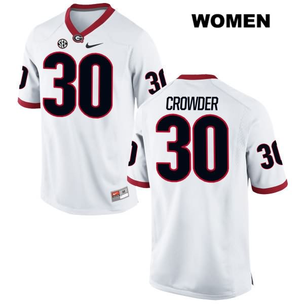 Georgia Bulldogs Women's Tae Crowder #30 NCAA Authentic White Nike Stitched College Football Jersey GOV1456AE